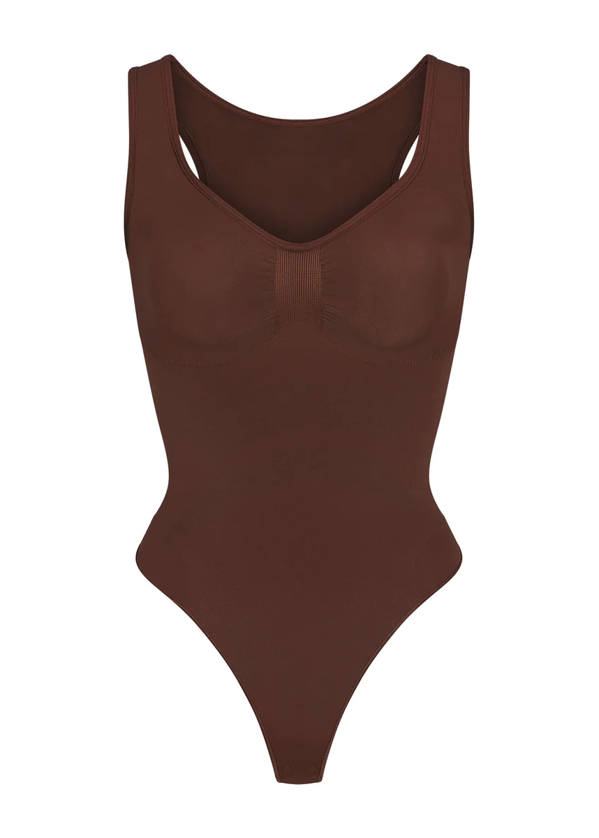 customizable scoop neck thong bodysuit 